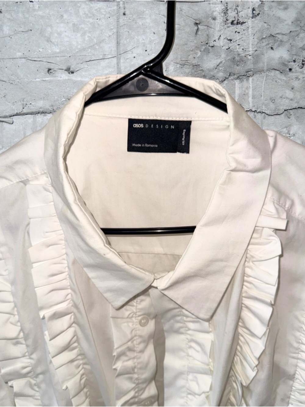 ASOS Cream Ruffle-Front Men's Dress Shirt - Picture 2 of 4